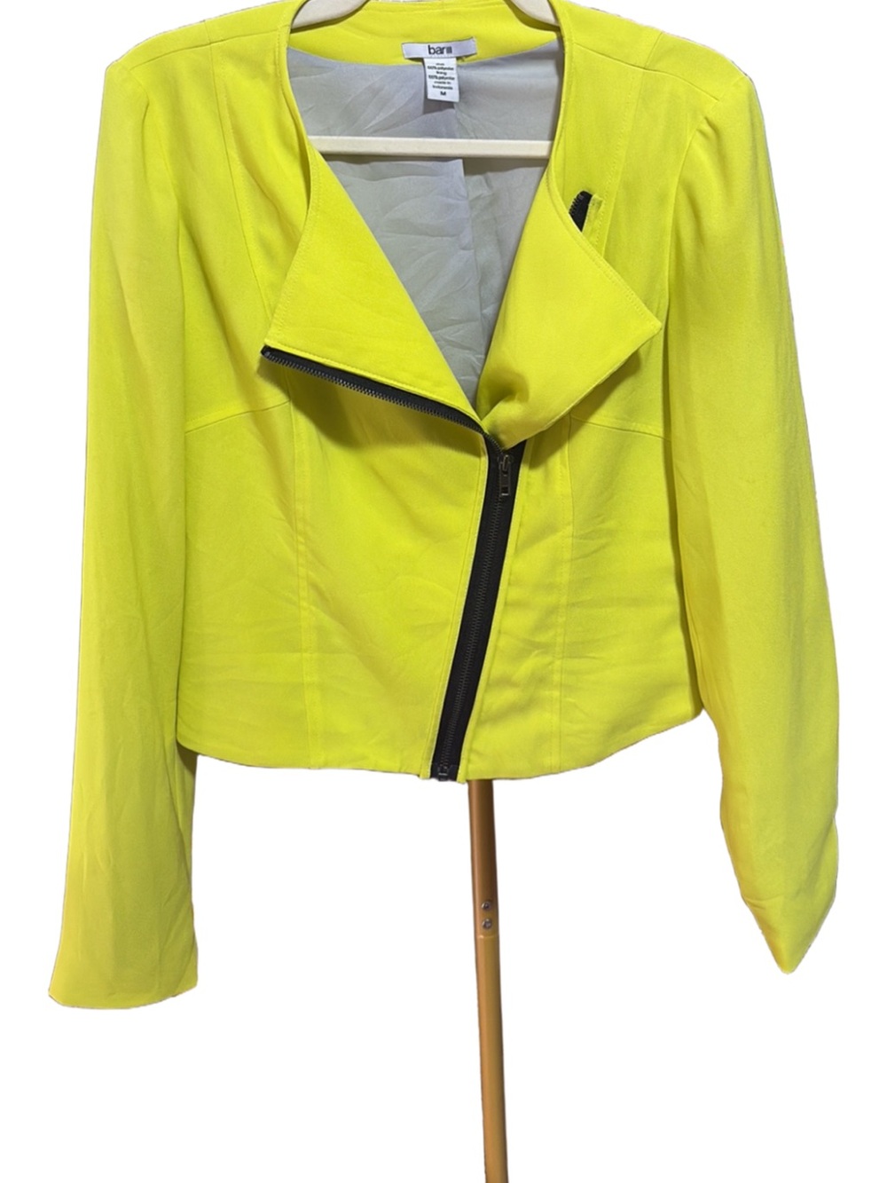 Bar III Neon Yellow Asymmetrical Zip Moto Jacket